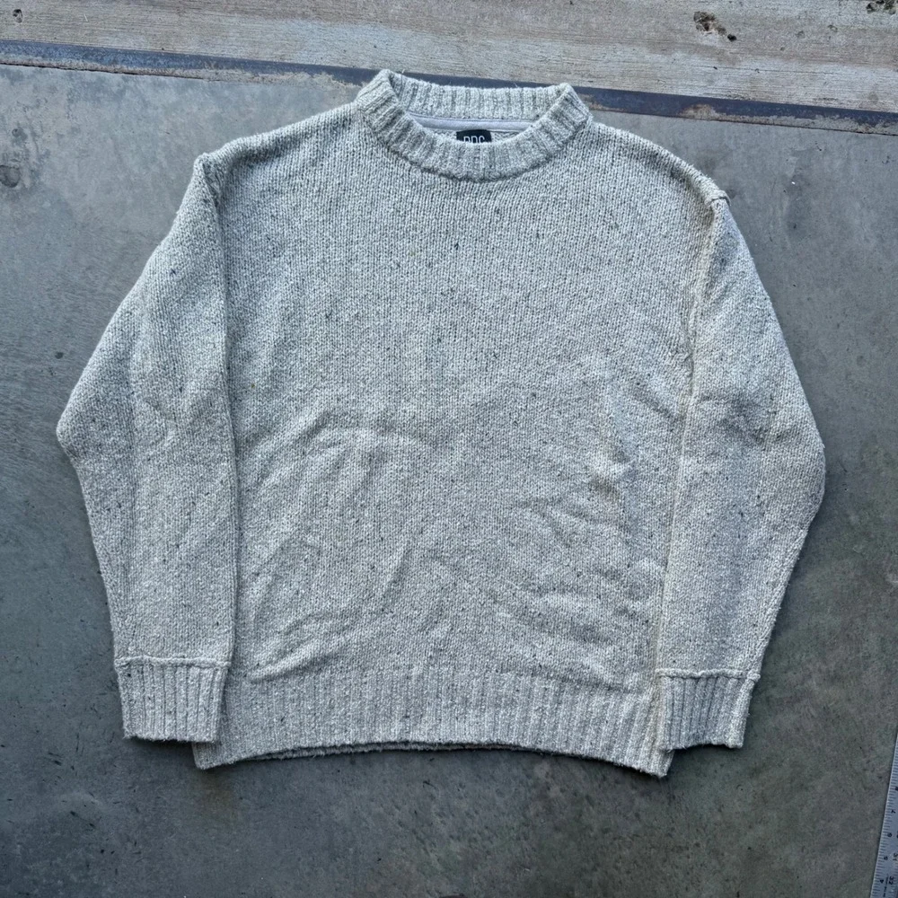 BDG Urban Outfitters Mens Large Oatmeal Beige Speckled Knit Crewneck Sweater
